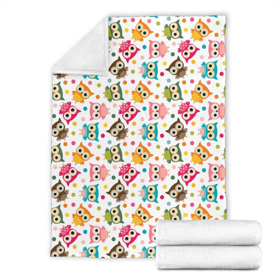 Color Cute Owl Pattern Premium Blanket