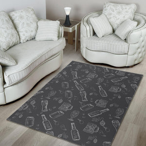 Beer Hand Drawn Pattern Area Rug