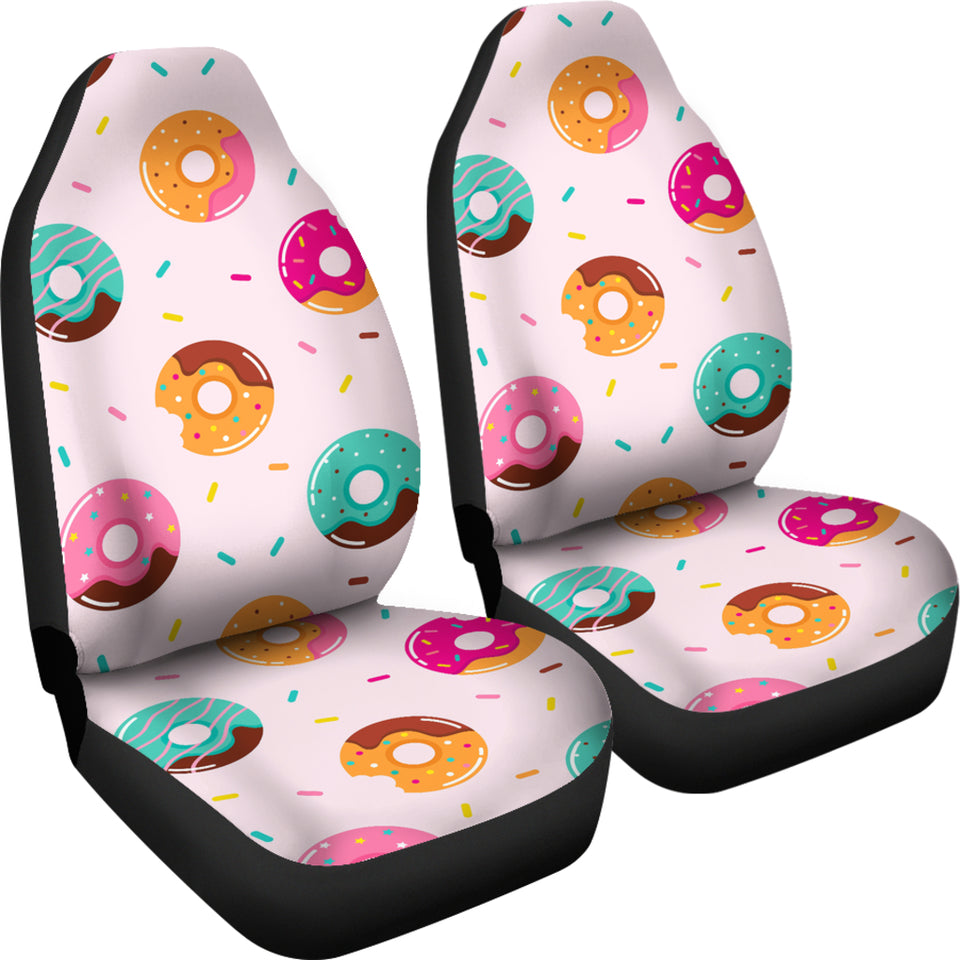 Donut Pattern Glaze Pink Background Universal Fit Car Seat Covers