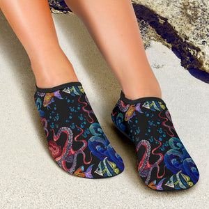 Octopus Sea Wave Tropical Fishe Pattern Aqua Shoes