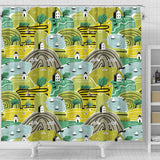 Hand Drawn Windmill Pattern Shower Curtain Fulfilled In US