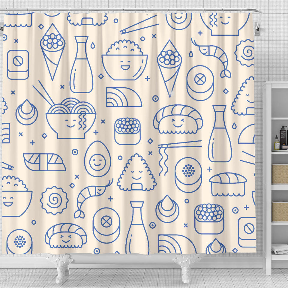 Cute Sushi Icon Pattern Shower Curtain Fulfilled In US