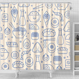 Cute Sushi Icon Pattern Shower Curtain Fulfilled In US