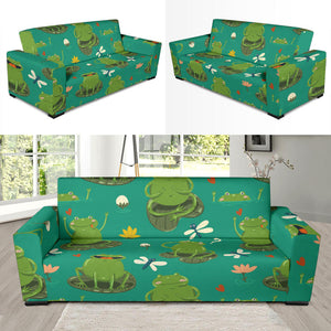 Cute Frog Dragonfly Design Pattern Sofa Slipcover