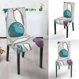 Bowling Ball And Pin Gray Background Dining Chair Slipcover