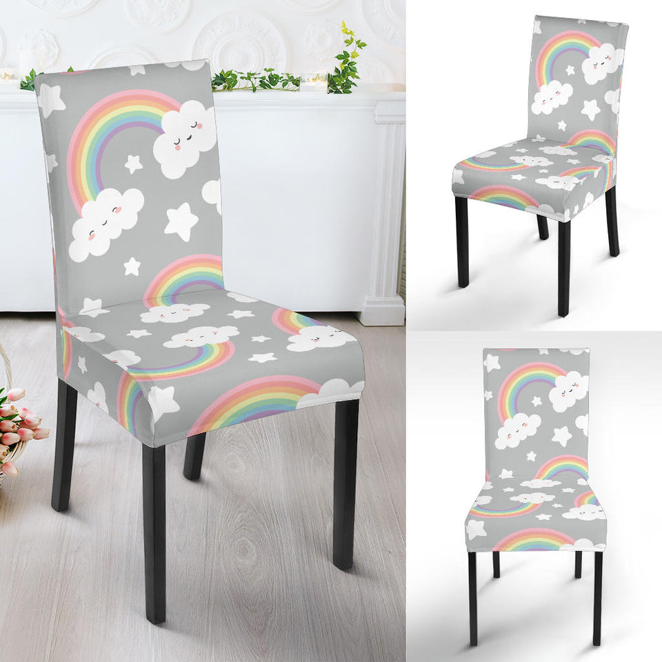 Cute Rainbow Clound Star Pattern Dining Chair Slipcover