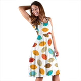 Colorful American Football Ball Pattern Sleeveless Midi Dress