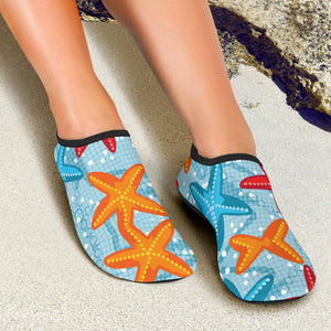 Blue Red Orange Starfish Pattern Aqua Shoes