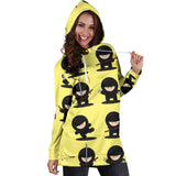 Cute Ninja Yellow Background Women'S Hoodie Dress