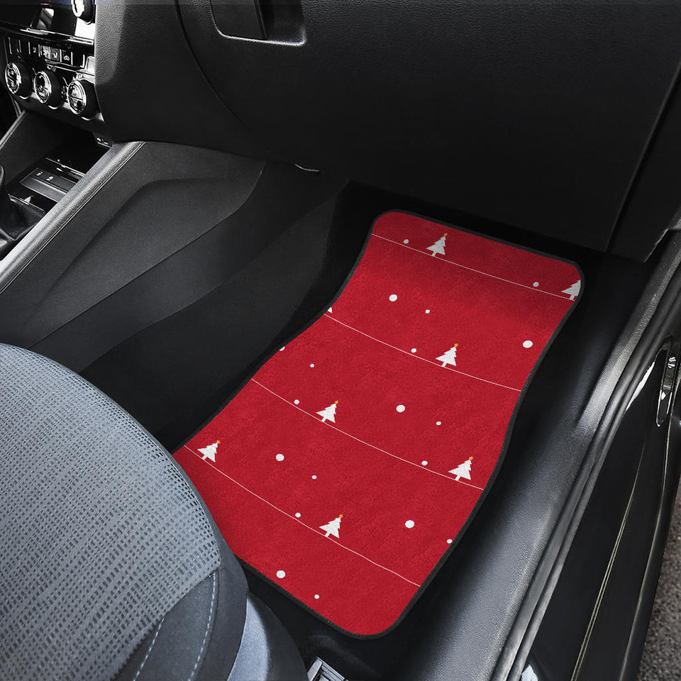 Christmas Tree Star Snow Red Background Front And Back Car Mats