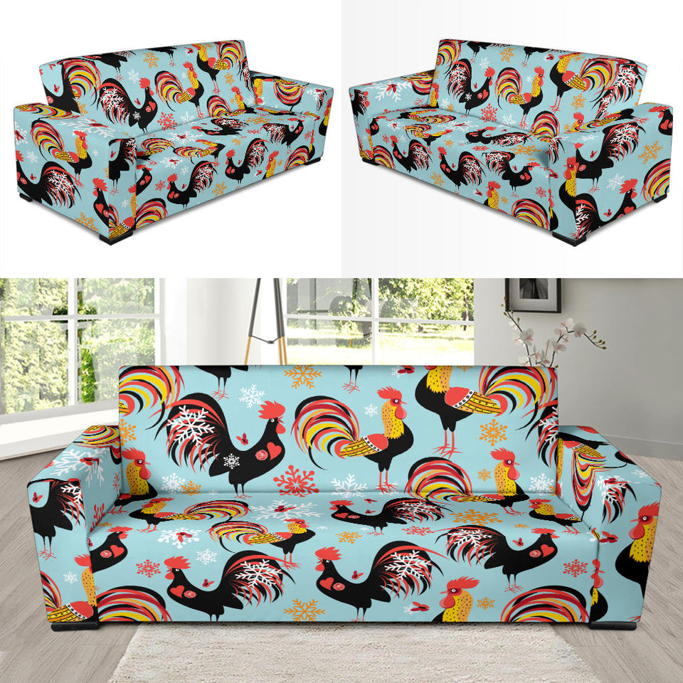 Rooster Chicken Cock Snowfalke Sofa Slipcover