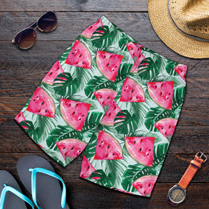 Watermelons Tropical Palm Leaves Pattern Men Shorts