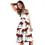 Horses Running Pattern Background Sleeveless Midi Dress