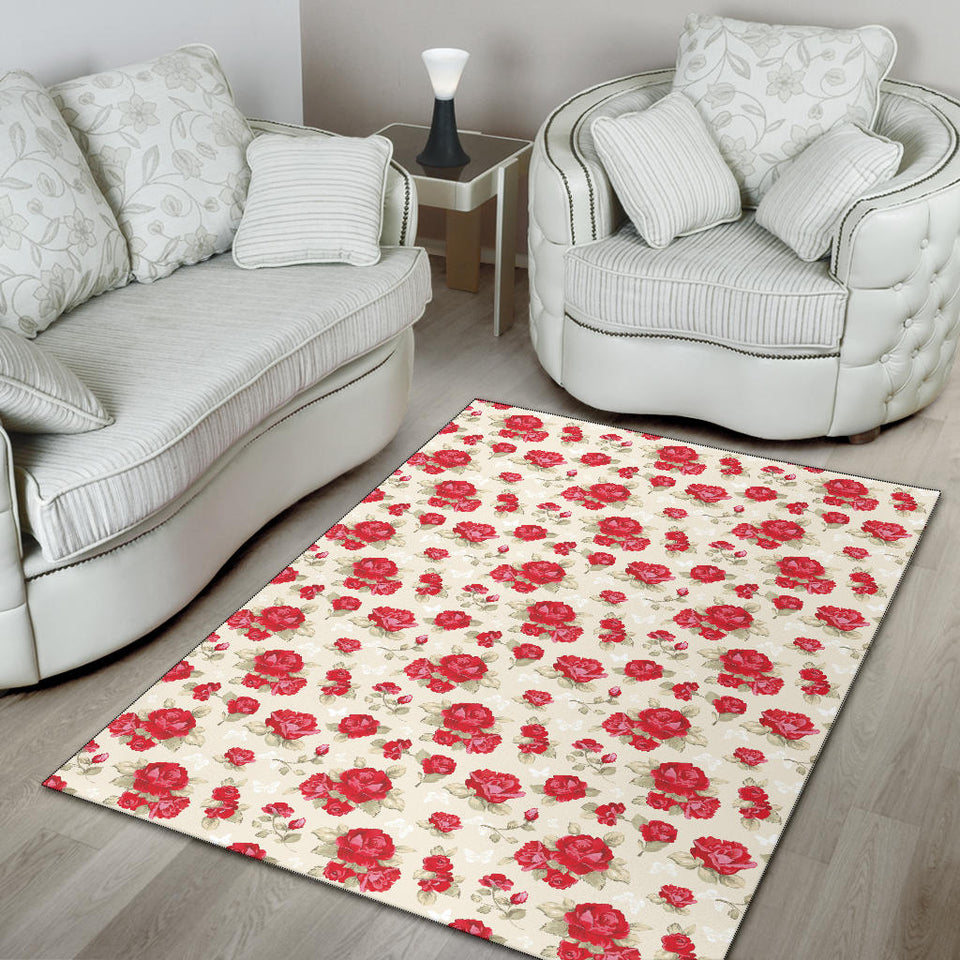 Rose Pattern Print Design 01 Area Rug