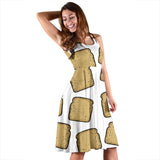 Bread Toast Pattern Print Design 03 Sleeveless Midi Dress