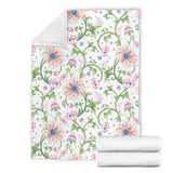 Beautiful Pink Lotus Waterlily Leaves Pattern Premium Blanket