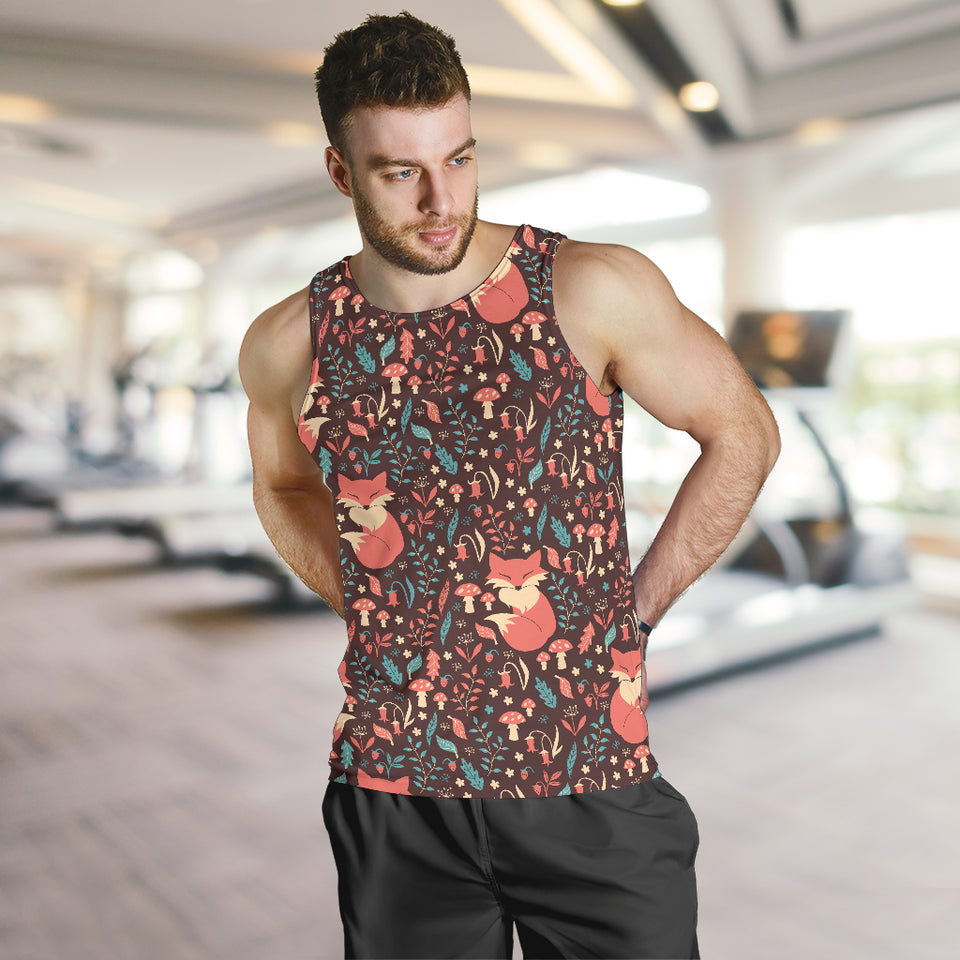fox leaves mushroom pattern Men Tank Top