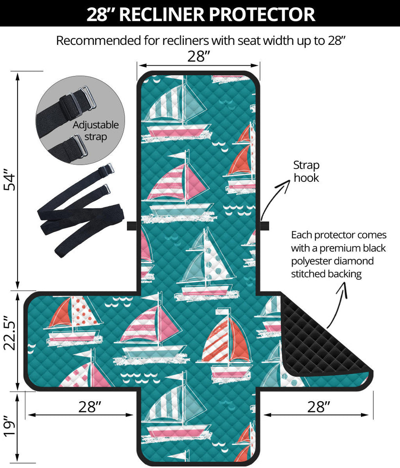 Cute sailboat pattern Recliner Cover Protector