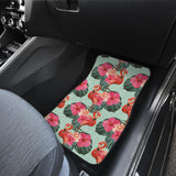 Beautiful Flamingo Tropical Palm Leaves Hibiscus Pateern Background Front And Back Car Mats