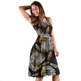 Eagle Pattern Print Design 05 Sleeveless Midi Dress