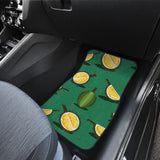 Durian Pattern Green Background Front And Back Car Mats