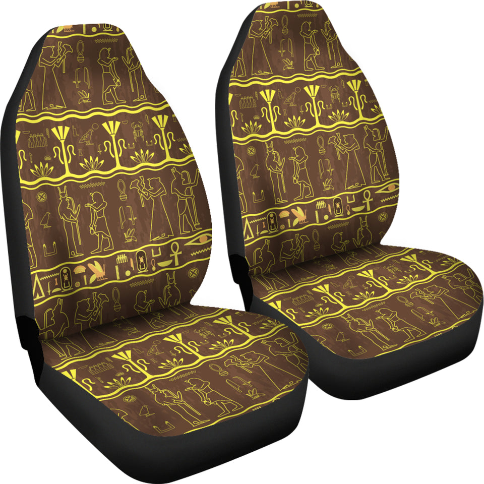 Egypt Hieroglyphics Pattern Print Design 03 Universal Fit Car Seat Covers