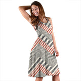 Zigzag Chevron Striped Pattern Sleeveless Midi Dress
