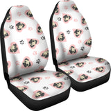 Cute Pugs Pink Heart Paw Pattern  Universal Fit Car Seat Covers