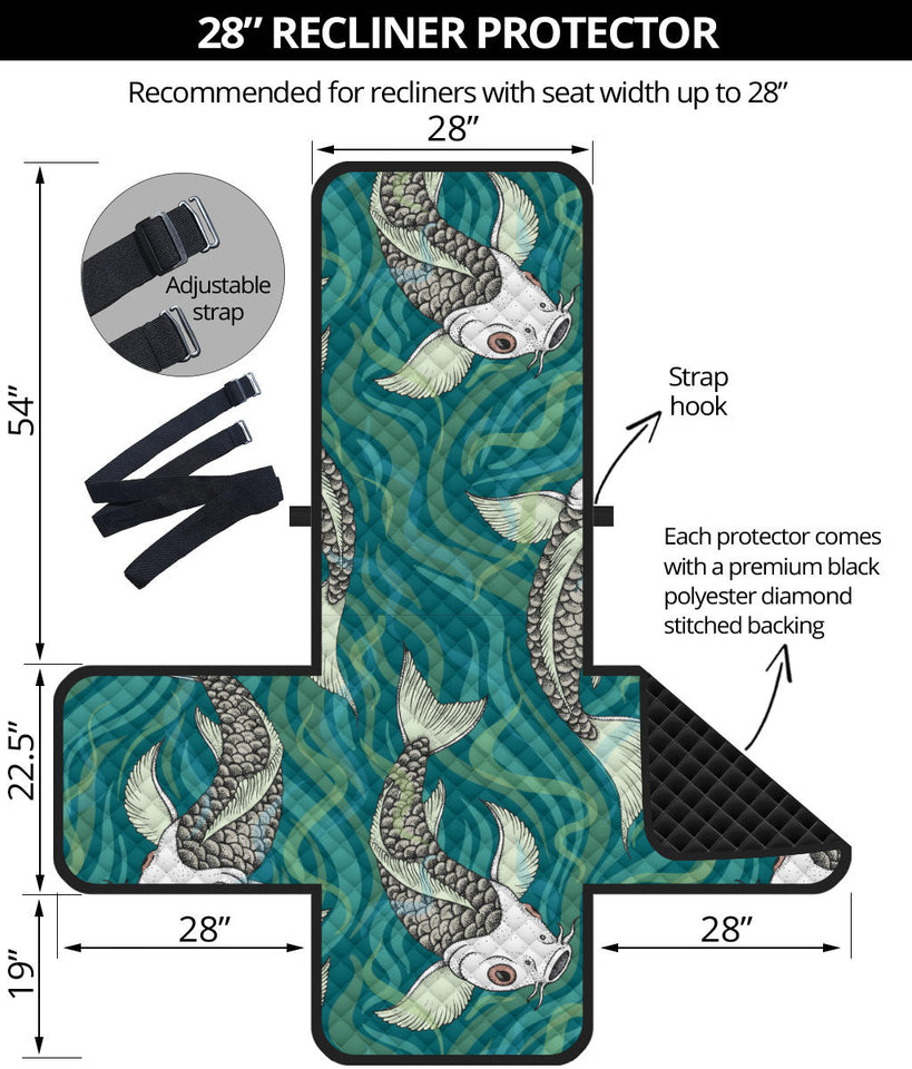 Koi Fish Carp Fish lotus pattern Recliner Cover Protector