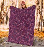 Eiffel Tower Heart Pattern Print Design 04 Premium Blanket