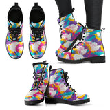 Colorful Crow Illustration Pattern Leather Boots