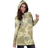 Ginkgo Leaves Design Pattern Women'S Hoodie Dress