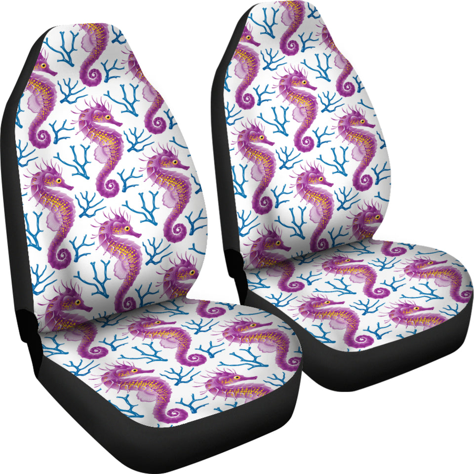 Purple Seahorse Blue Coral Pattern  Universal Fit Car Seat Covers