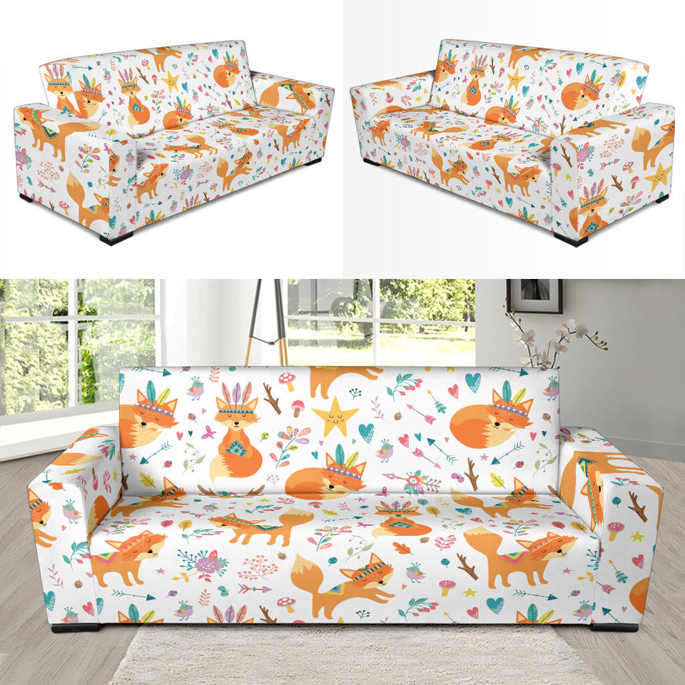 Cute Tribal Fox Pattern Sofa Slipcover