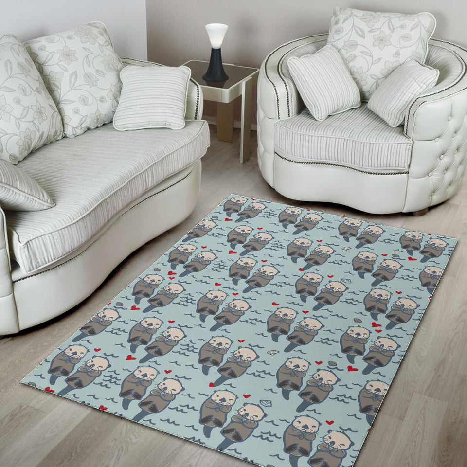 Lovely Sea Otter Pattern Area Rug