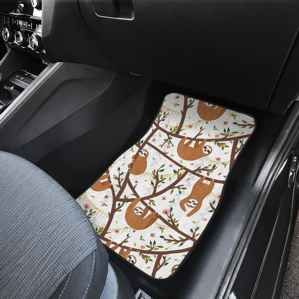 Sloths Hanging On The Tree Pattern Front And Back Car Mats