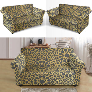 Arabic Star Gold Pattern Loveseat Couch Slipcover