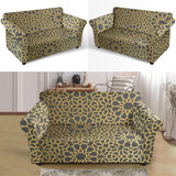 Arabic Star Gold Pattern Loveseat Couch Slipcover