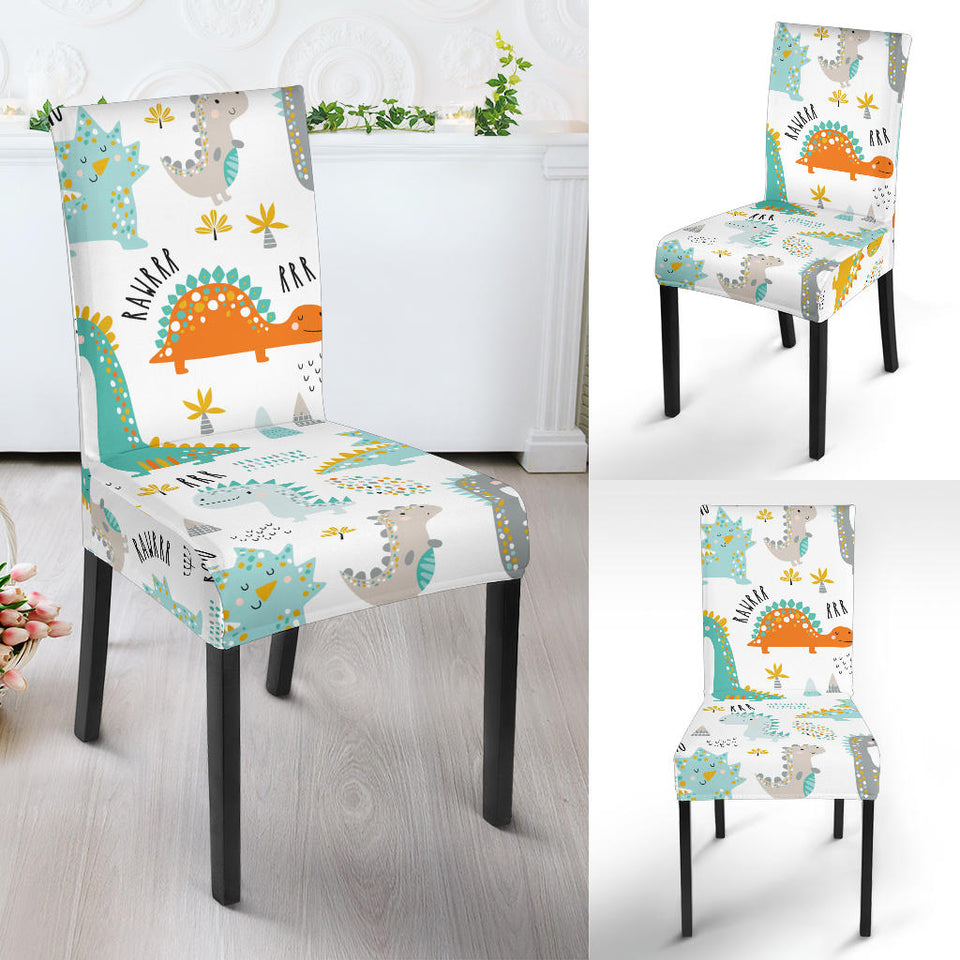 Cute Funny Kids Dinosaurs Pattern Dining Chair Slipcover