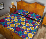 Passion fruit blue background Quilt Bed Set