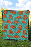Octopus Turquoise Background Premium Quilt