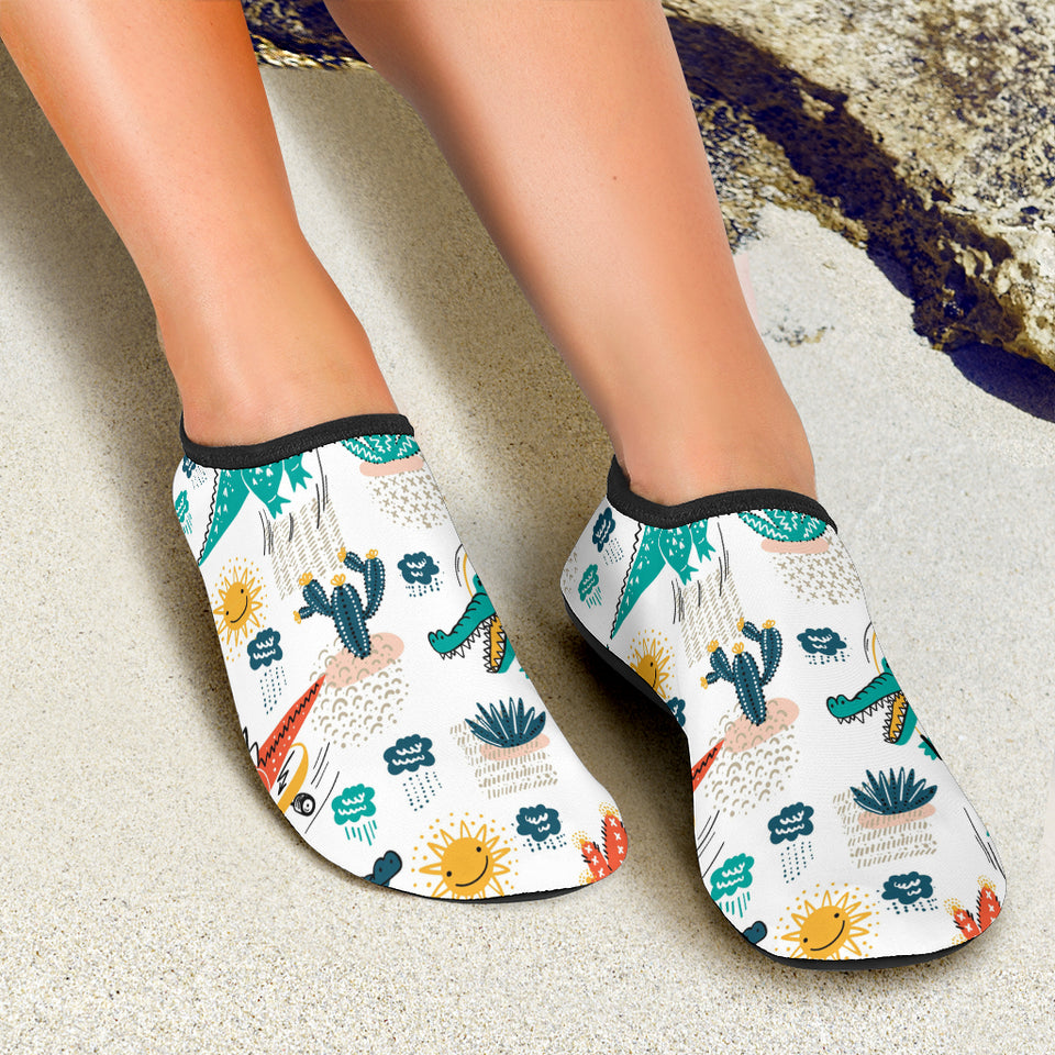 Cute Crocodile Pattern Aqua Shoes