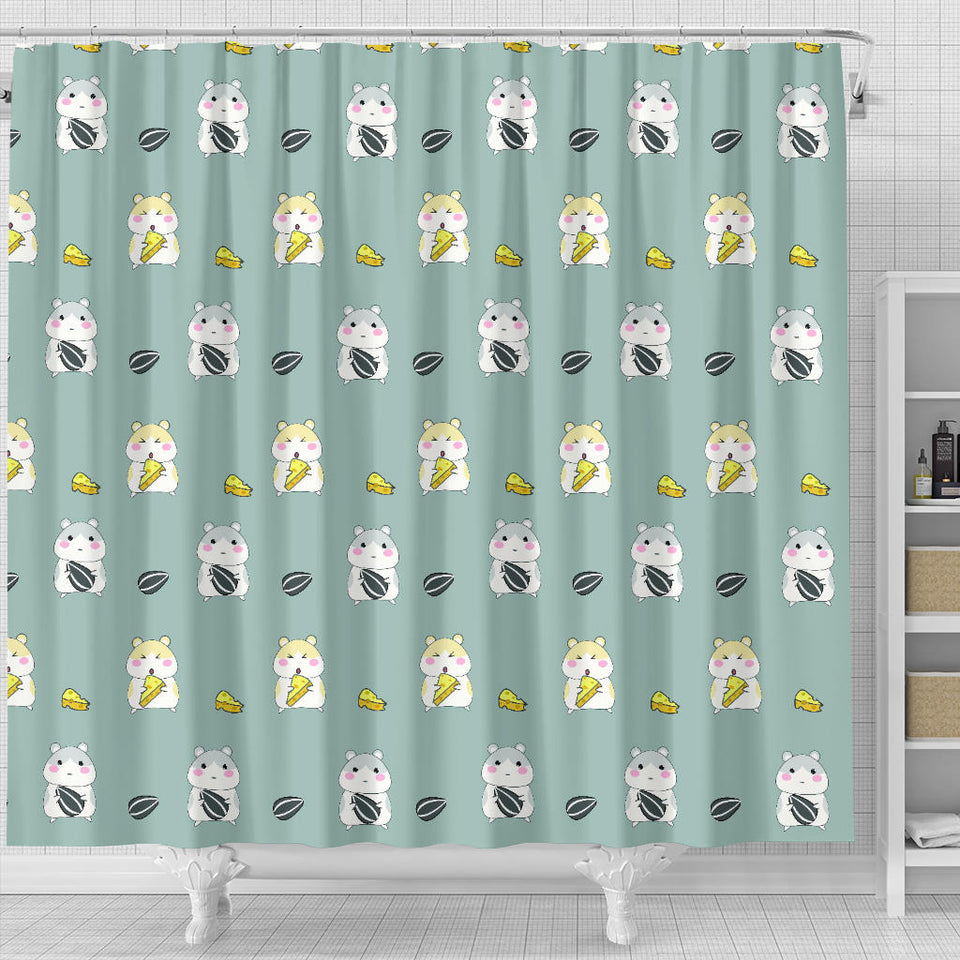 Cute Hamster Cheese Pattern Shower Curtain Fulfilled In US