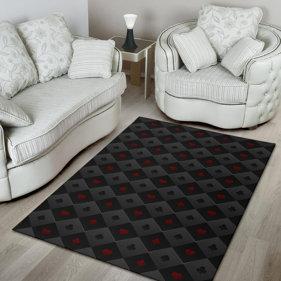 Casino Cards Suits Pattern Print Design 05 Area Rug