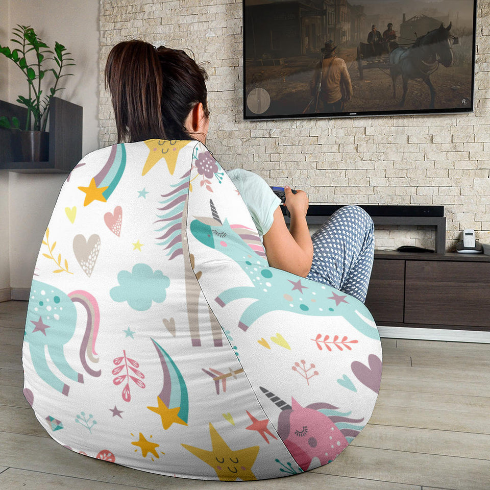Colorful Unicorn Pattern Bean Bag Cover