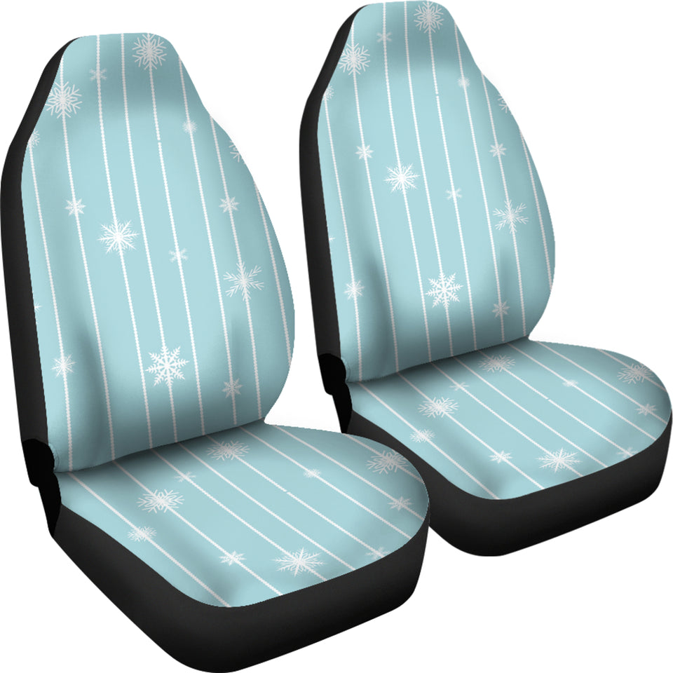 Snowflake Pattern Blue Stripe Background  Universal Fit Car Seat Covers