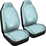 Snowflake Pattern Blue Stripe Background  Universal Fit Car Seat Covers