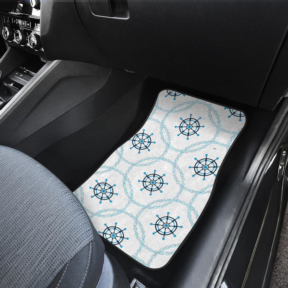 Nautical Steering Wheel Chain Front And Back Car Mats