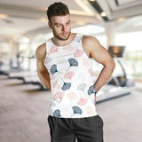 Black Gray Cream coral ginkgo leaves pattern Men Tank Top