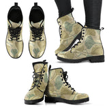 Ginkgo Leaves Design Pattern Leather Boots